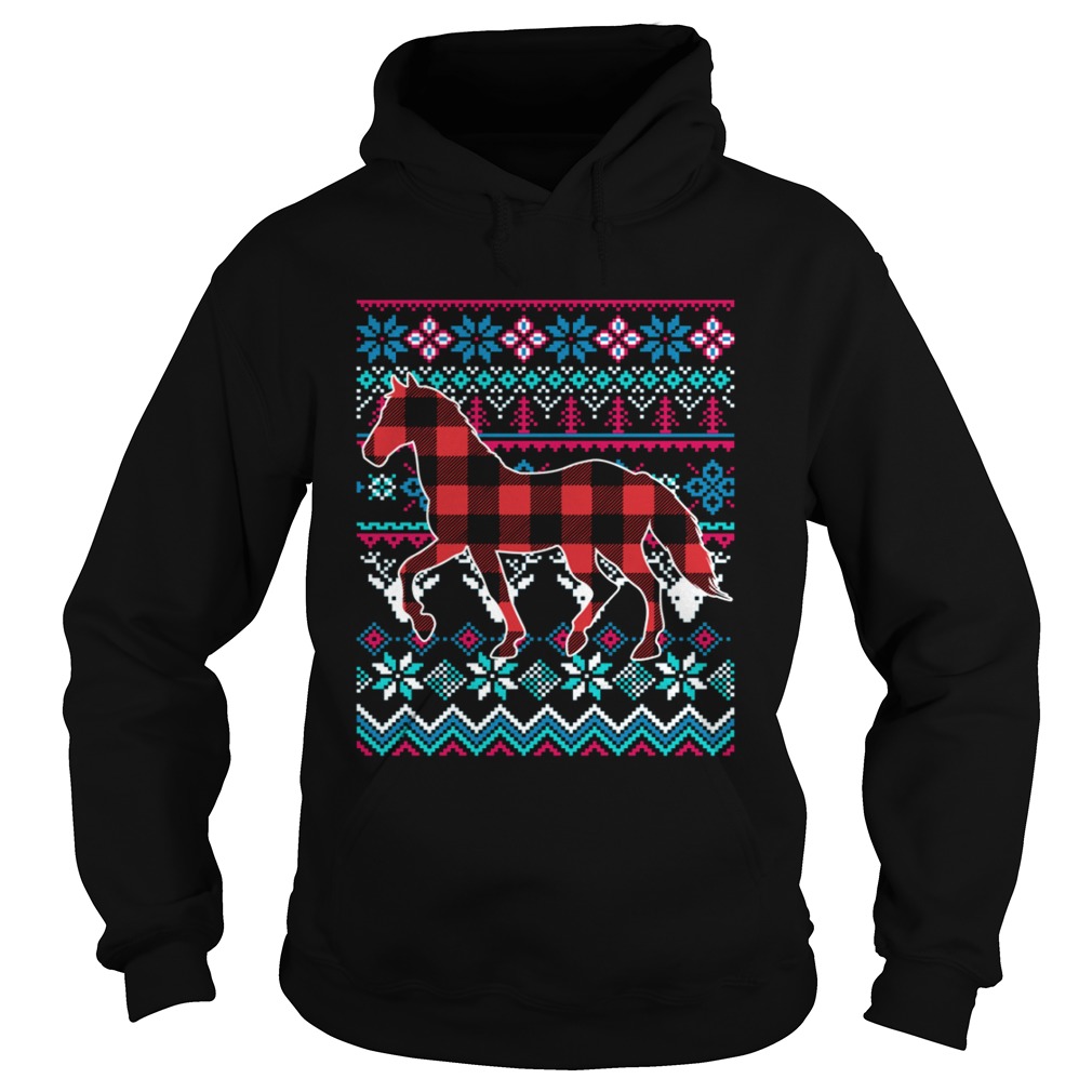 Red Plaid Horse Ugly Christmas Shirt Hoodie