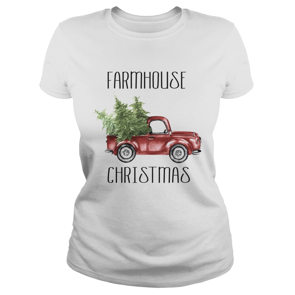 Red Truck Farmhouse Christmas ugly Classic Ladies