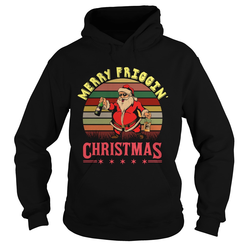 Santa Claus Merry friggin christmas sunset Hoodie