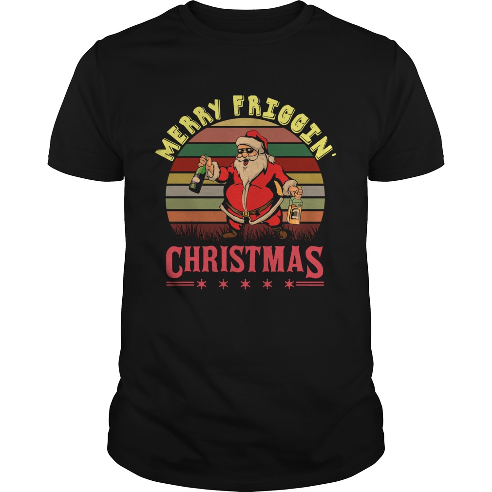 Santa Claus Merry friggin christmas sunset shirt