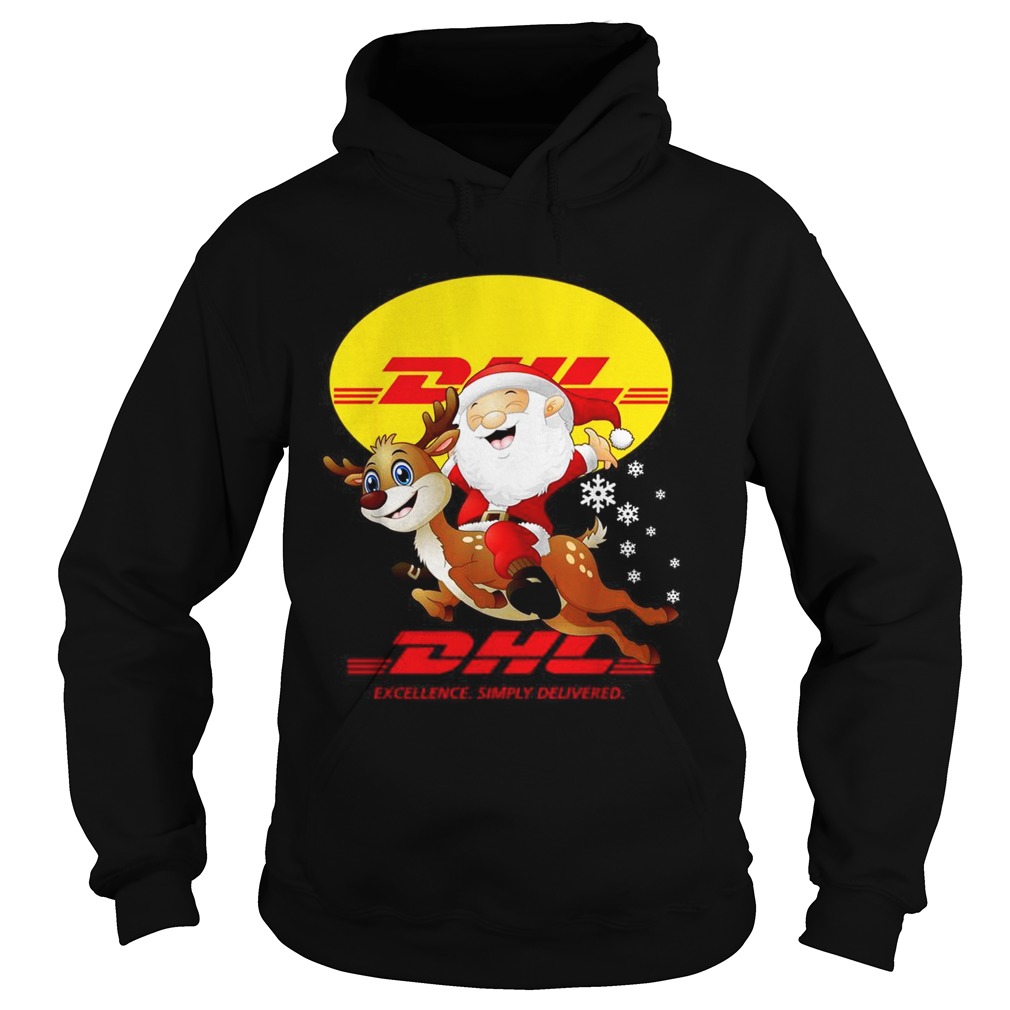 Santa Claus Riding Reindeer DHL Excellence Simply Delivered Hoodie