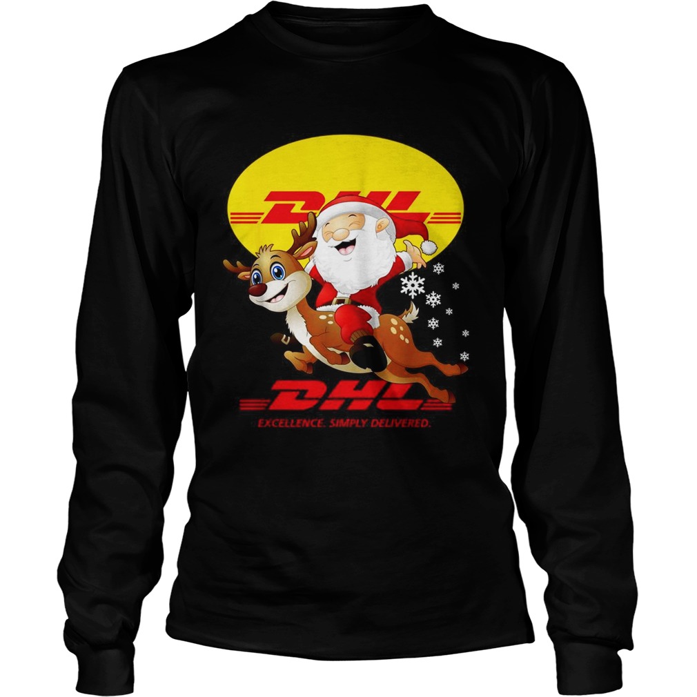 Santa Claus Riding Reindeer DHL Excellence Simply Delivered LongSleeve