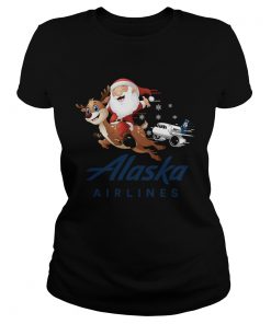 Santa Claus riding reindeer Alaska Airlines  Classic Ladies