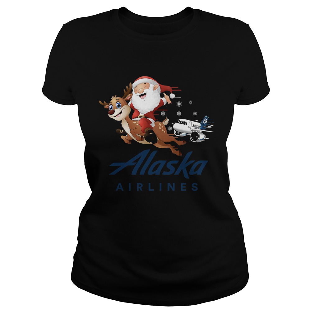 Santa Claus riding reindeer Alaska Airlines Classic Ladies