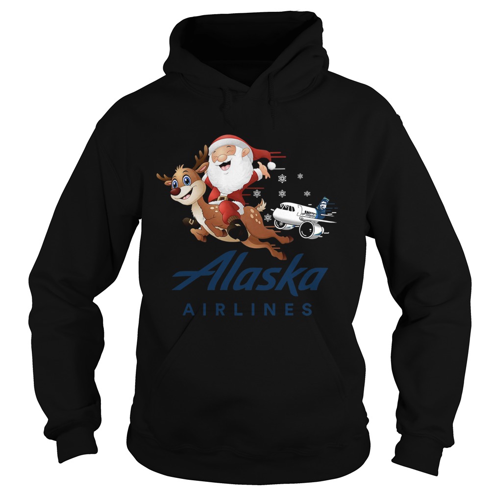 Santa Claus riding reindeer Alaska Airlines Hoodie