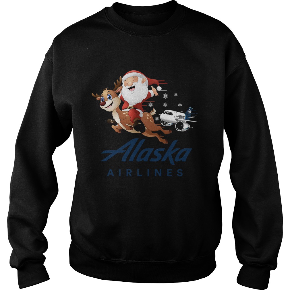 Santa Claus riding reindeer Alaska Airlines Sweatshirt