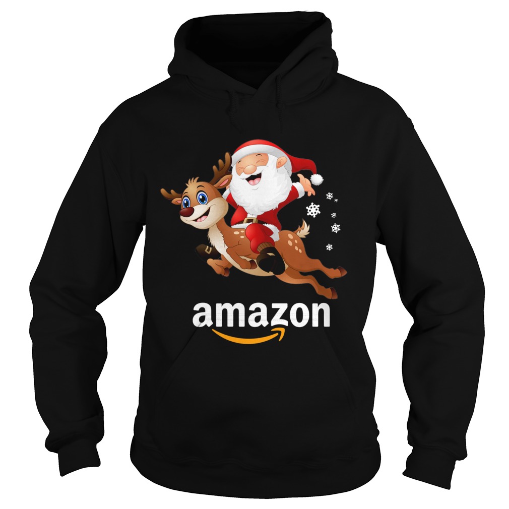 Santa Claus riding reindeer Amazon Hoodie