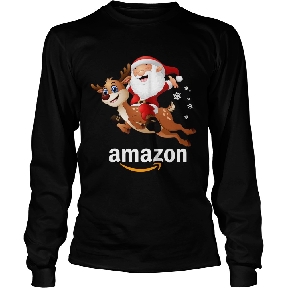 Santa Claus riding reindeer Amazon LongSleeve