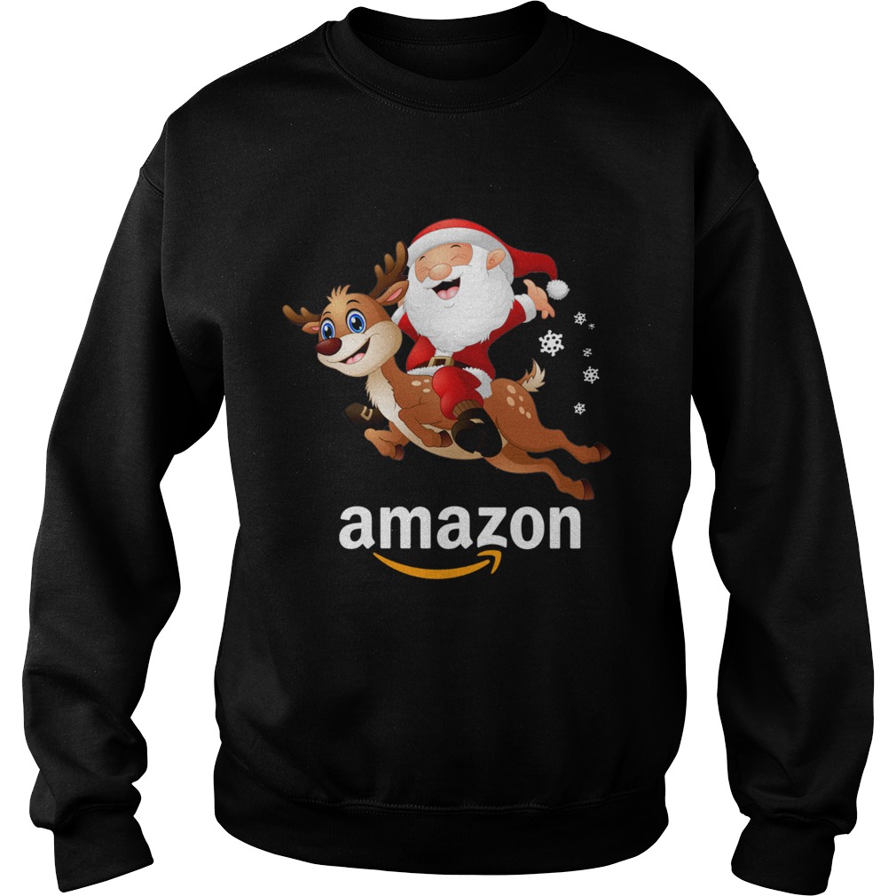 Santa Claus riding reindeer Amazon Sweatshirt