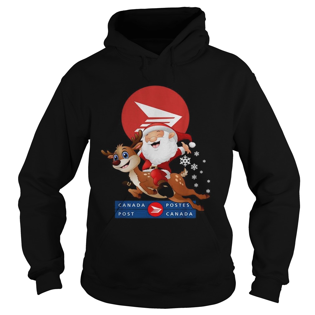 Santa Claus riding reindeer Canada Postes Christmas Hoodie