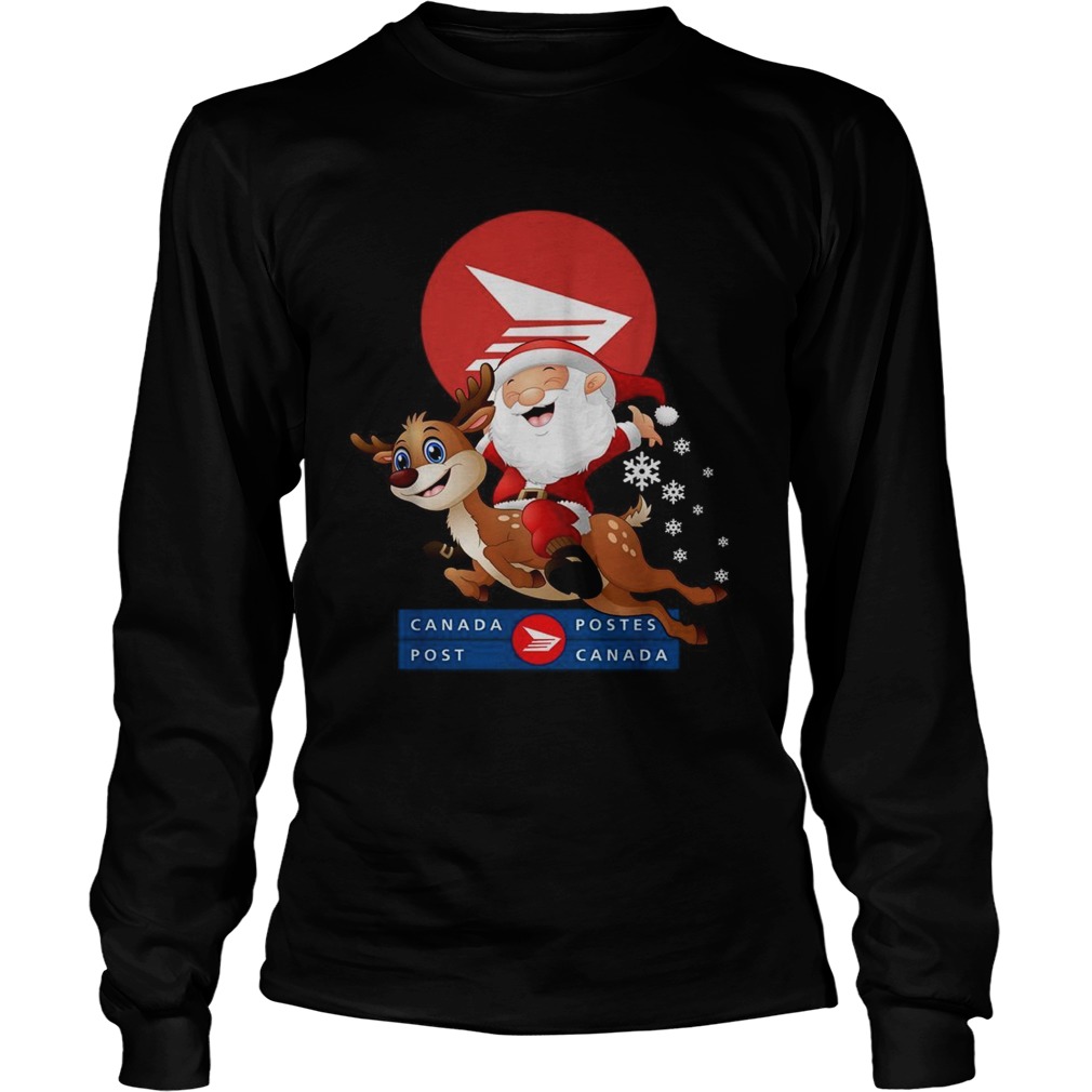 Santa Claus riding reindeer Canada Postes Christmas LongSleeve