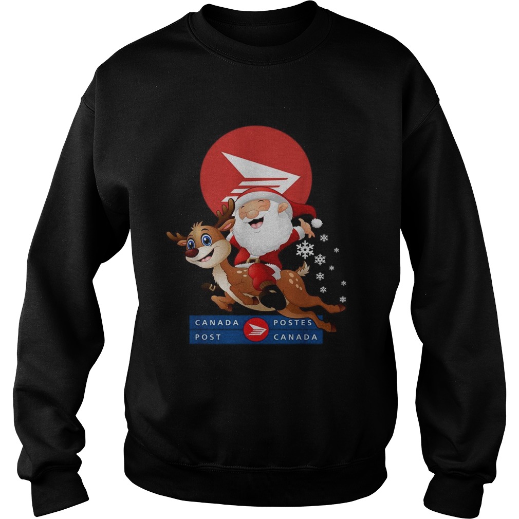 Santa Claus riding reindeer Canada Postes Christmas Sweatshirt