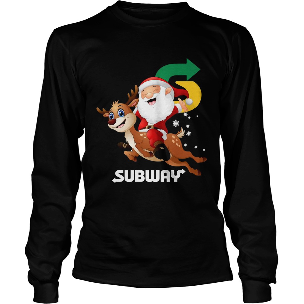 Santa Claus riding reindeer Subway LongSleeve