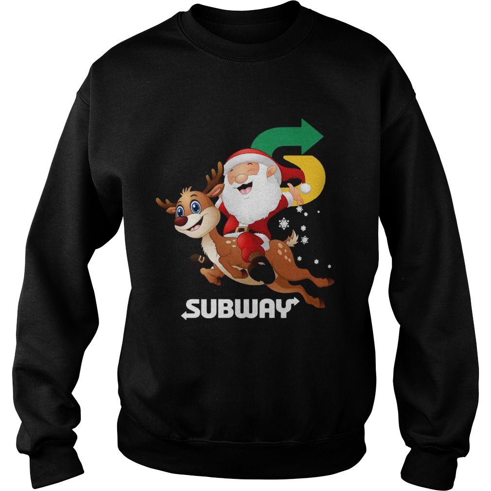 Santa Claus riding reindeer Subway Sweatshirt