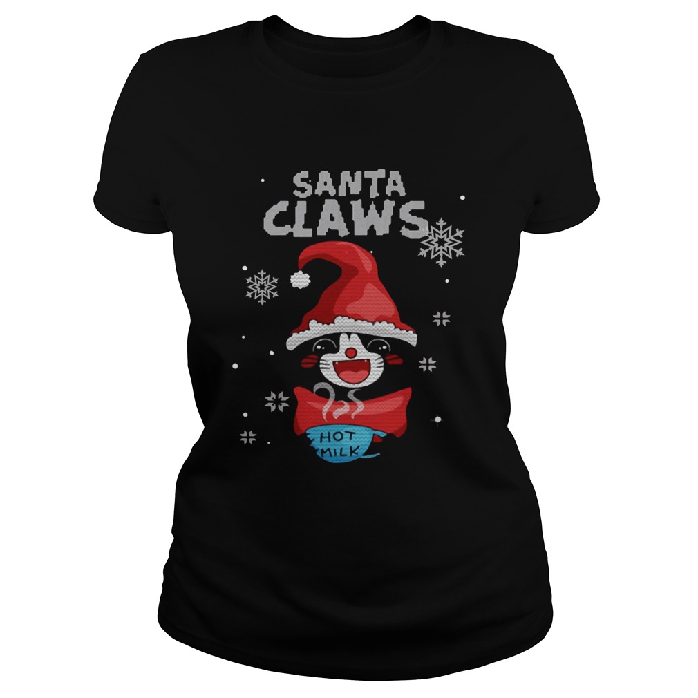 Santa Claws Black Cat Ugly Christmas Shirt Classic Ladies