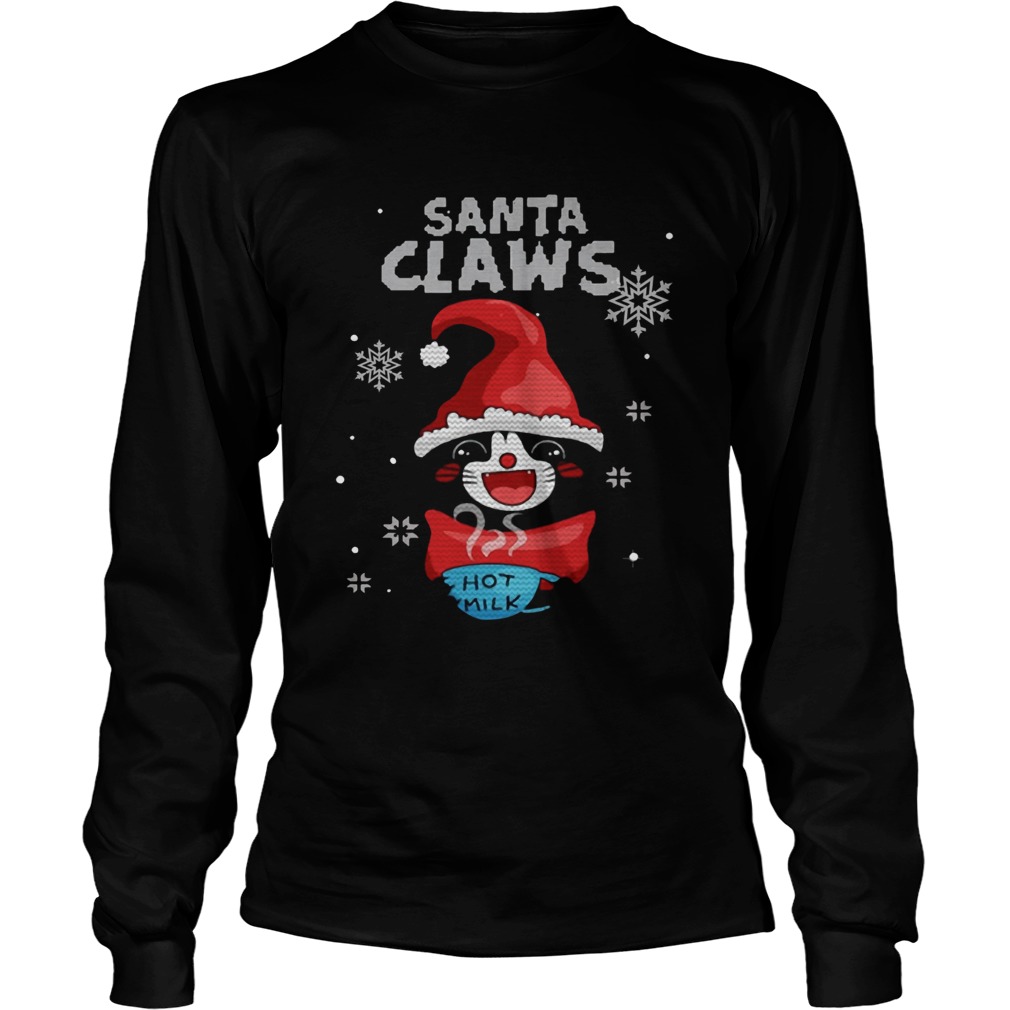 Santa Claws Black Cat Ugly Christmas Shirt LongSleeve