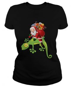 Santa Riding Lizard Christmas Pajama Shirt Classic Ladies