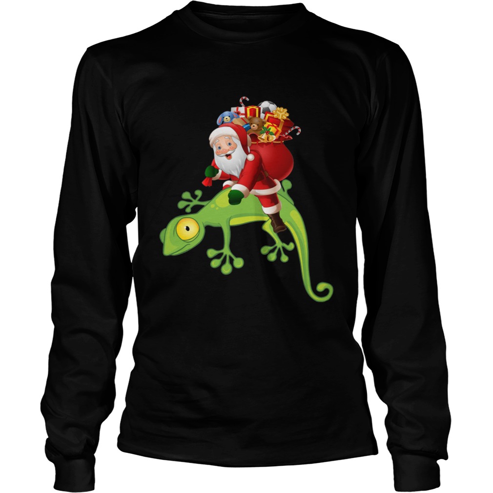 Santa Riding Lizard Christmas Pajama Shirt LongSleeve