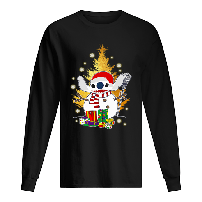 Santa Stitch Make Snowman Christmas Shirt Long Sleeved T-shirt 