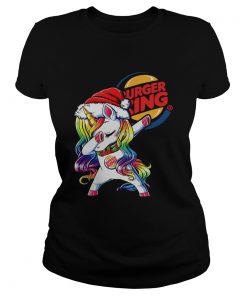 Santa Unicorn Dabbing Burger King Shirt Classic Ladies