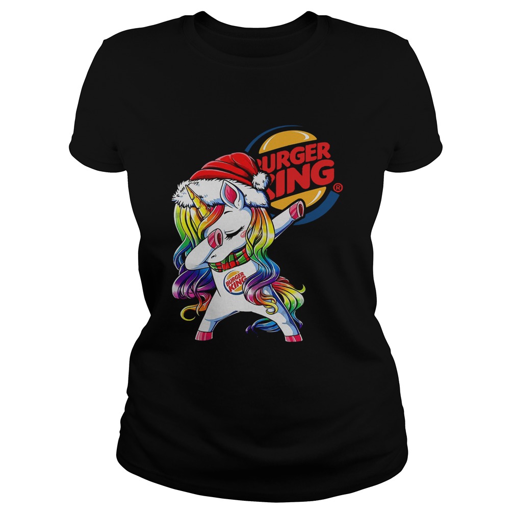 Santa Unicorn Dabbing Burger King Shirt Classic Ladies