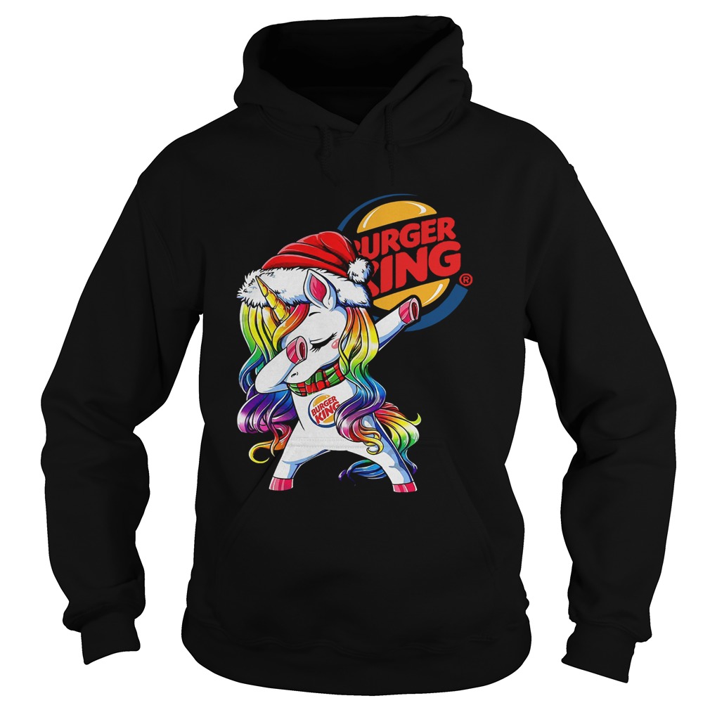 Santa Unicorn Dabbing Burger King Shirt Hoodie