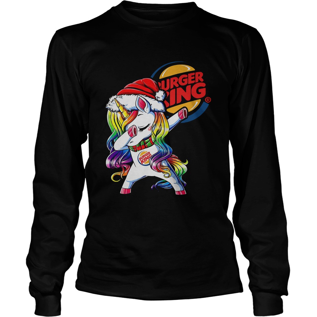 Santa Unicorn Dabbing Burger King Shirt LongSleeve