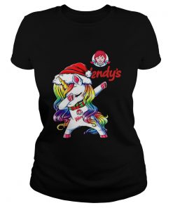 Santa Unicorn Dabbing Wendys Shirt Classic Ladies