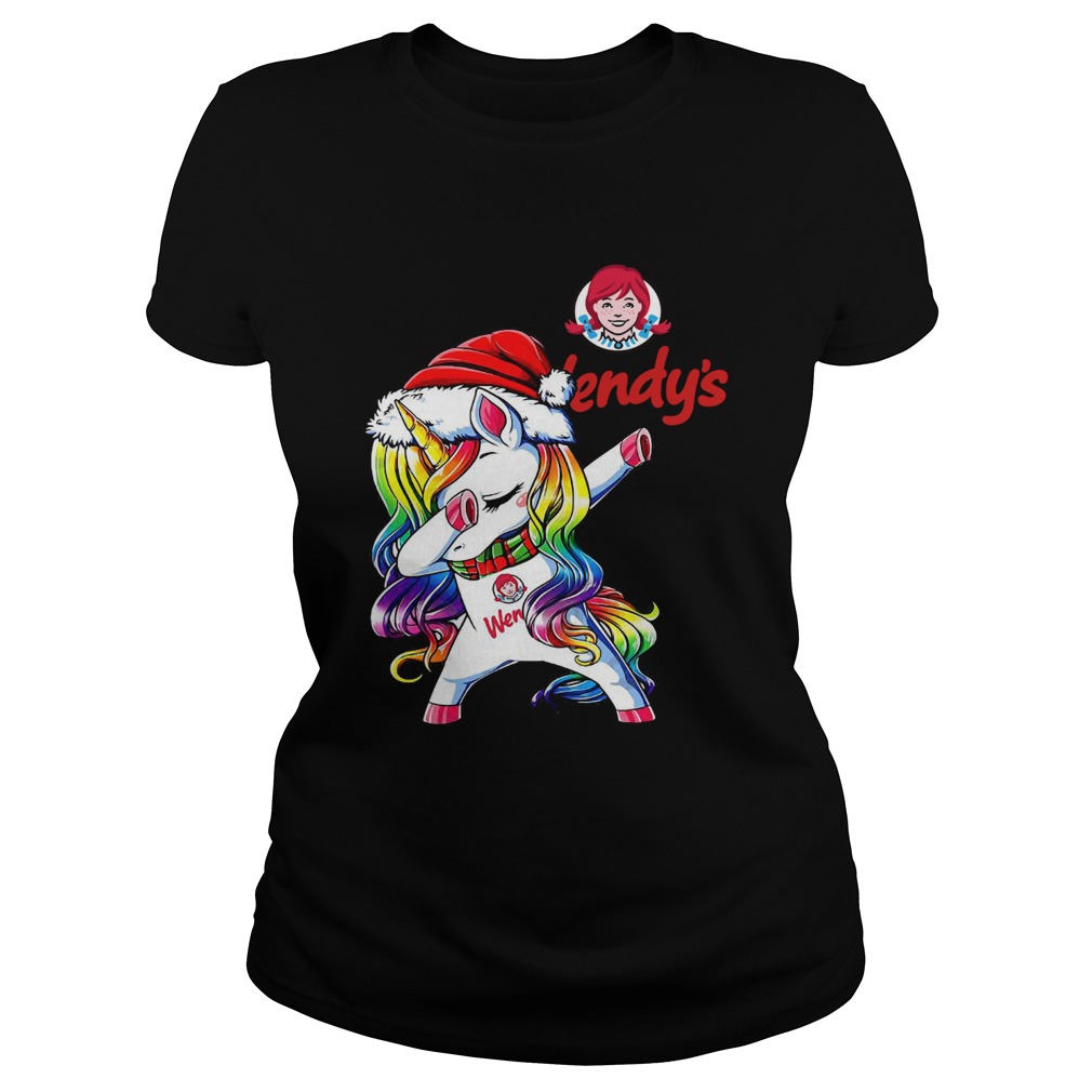 Santa Unicorn Dabbing Wendys Shirt Classic Ladies