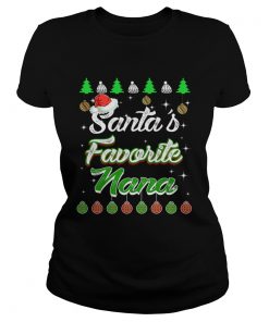 Santas Favorite Nana Awesome Christmas TShirt Classic Ladies