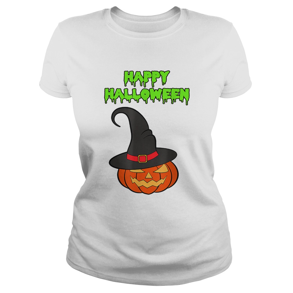 Scary Happy Halloween Pumpkin Witch Hat Classic Ladies