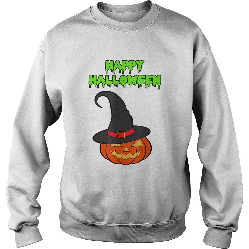 Scary Happy Halloween Pumpkin Witch Hat Sweatshirt