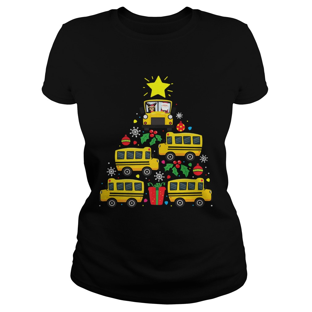 School Bus Driver Christmas Tree Shirt Classic Ladies