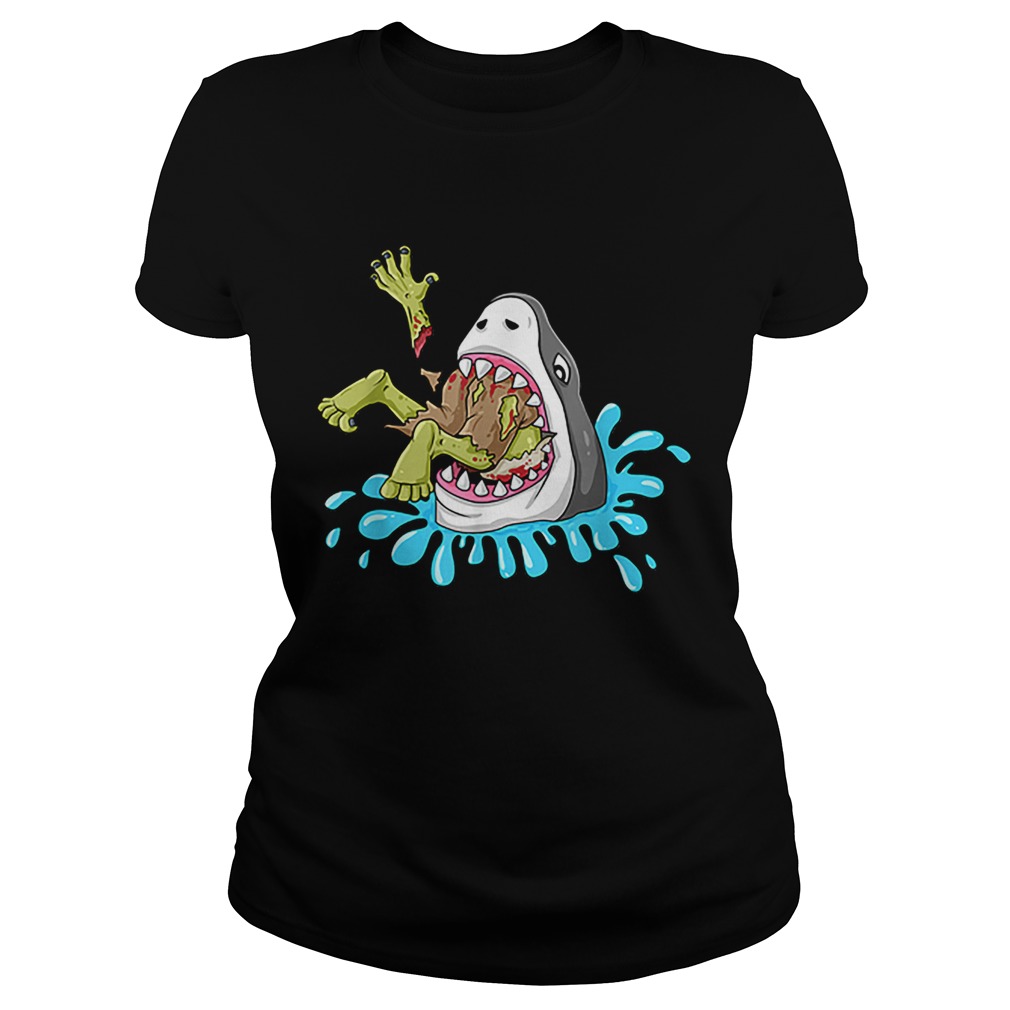 Shark Eats Zombie Funny Halloween Boys Girls Kids Classic Ladies