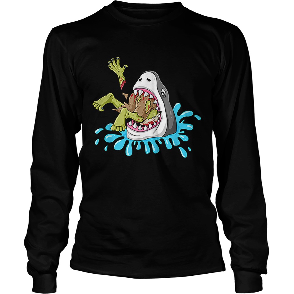 Shark Eats Zombie Funny Halloween Boys Girls Kids LongSleeve