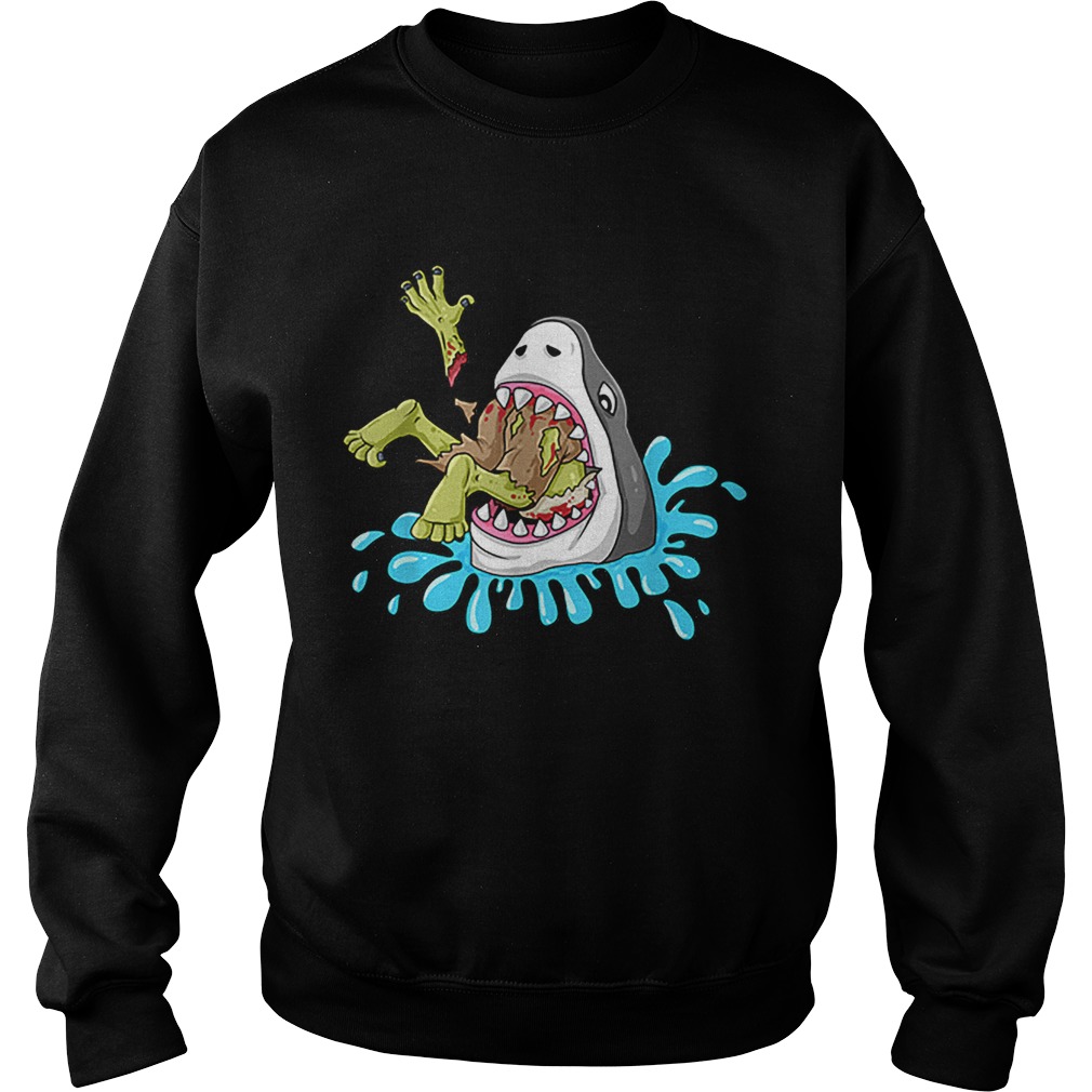 Shark Eats Zombie Funny Halloween Boys Girls Kids Sweatshirt