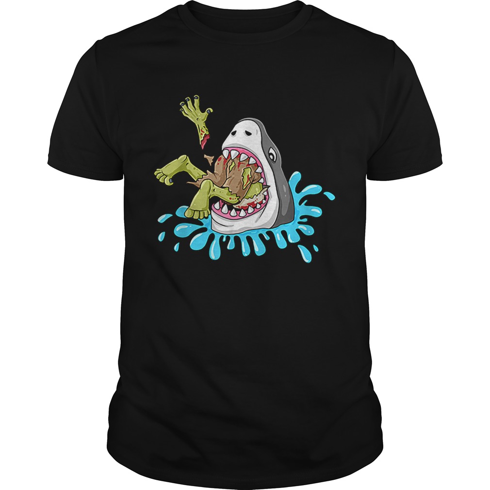 Shark Eats Zombie Funny Halloween Boys Girls Kids shirt