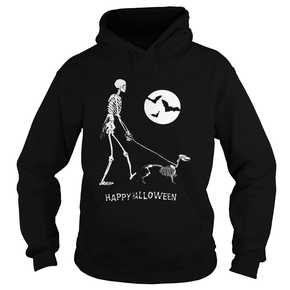 Skeleton Corgi under moon light happy Halloween Hoodie