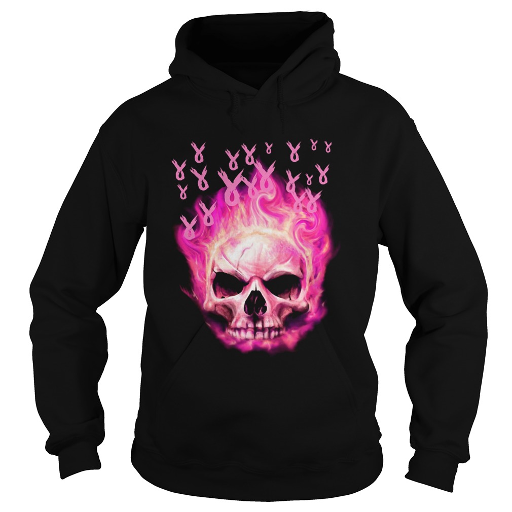 Skull pink ribbon breast cancer Hoodie