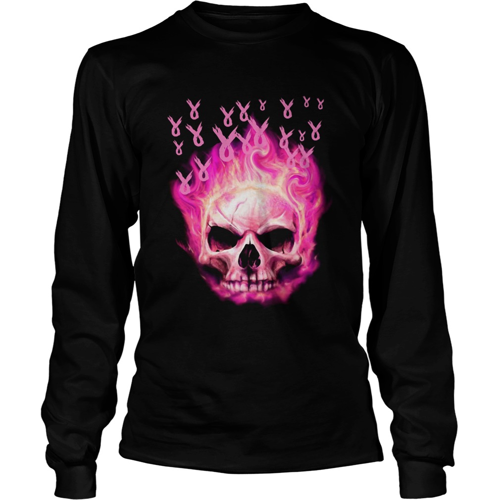 Skull pink ribbon breast cancer LongSleeve