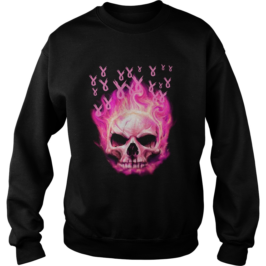 Skull pink ribbon breast cancer Sweatshirt