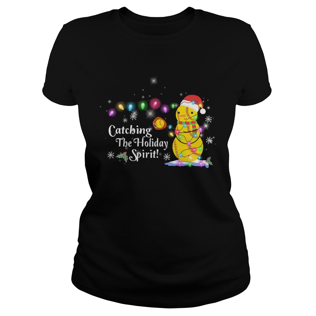 Softball Catching The Holiday Spirit Color Light TShirt Classic Ladies