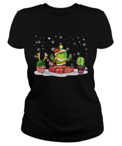 Succulent Cactus Snow Merry Christmas TShirt Classic Ladies