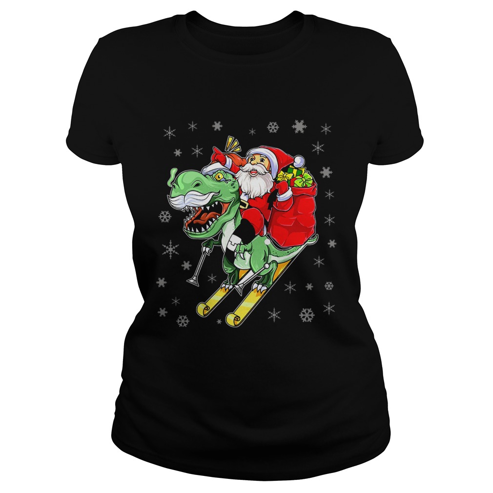 TRex Santa Ride Funny Ugly Christmas TShirt Classic Ladies