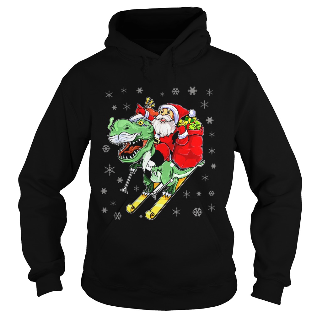 TRex Santa Ride Funny Ugly Christmas TShirt Hoodie