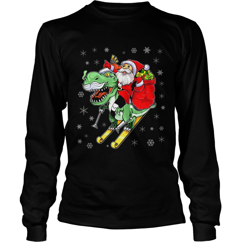 TRex Santa Ride Funny Ugly Christmas TShirt LongSleeve