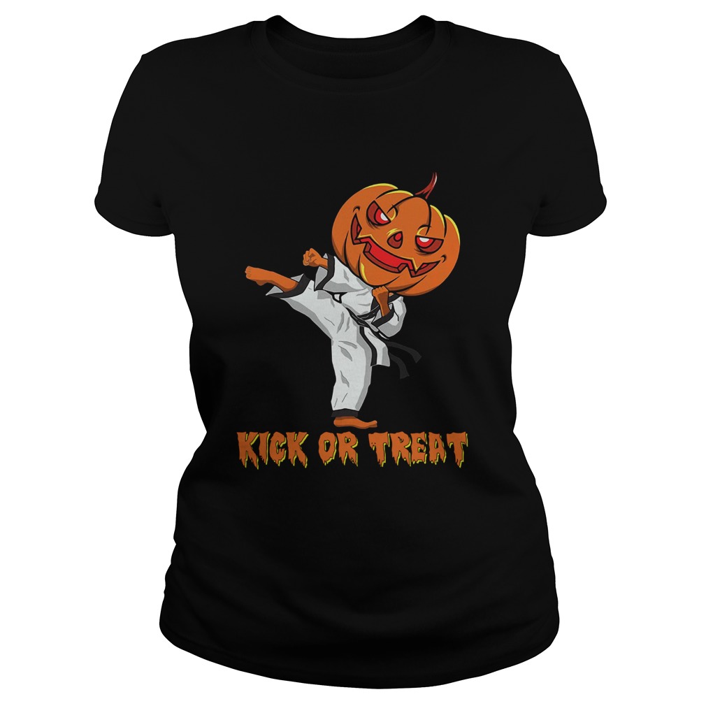 Taekwondo Kick Or Treat Pumpkin Halloween Shirt Classic Ladies