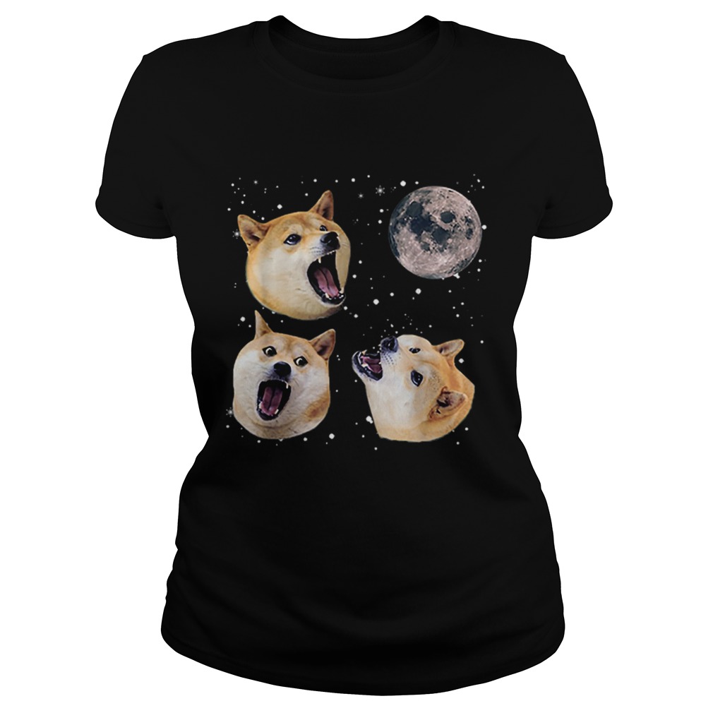 Three Doge Meme Night Howling at the Moon Christmas Classic Ladies