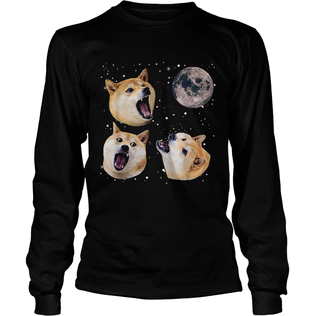 Three Doge Meme Night Howling at the Moon Christmas LongSleeve