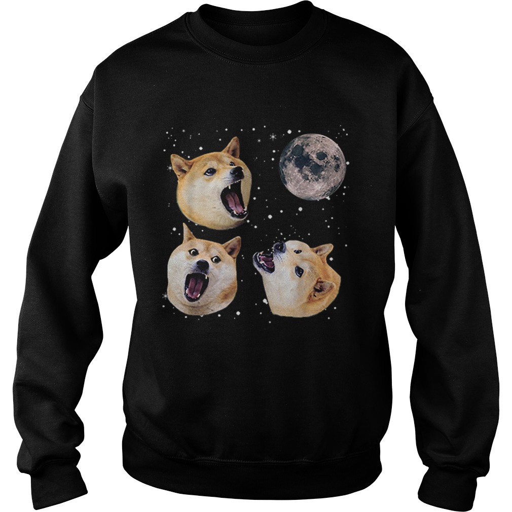 Three Doge Meme Night Howling at the Moon Christmas Sweatshirt